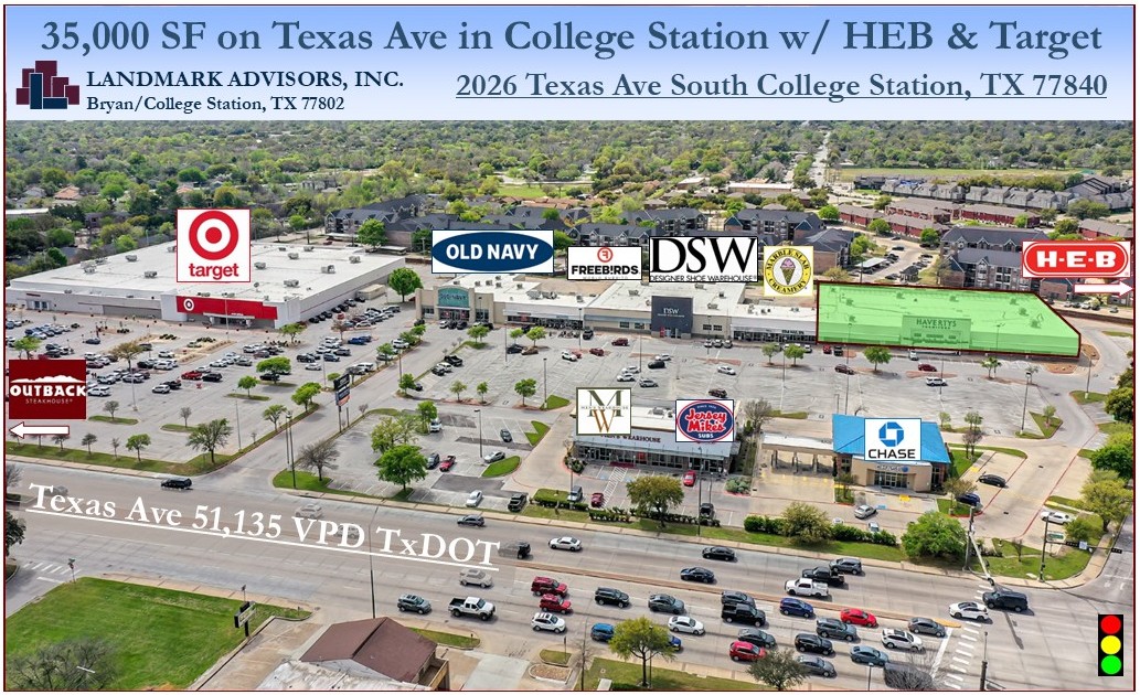 35,000SF Endcap with HEB and Target in College Station, Texas 77840